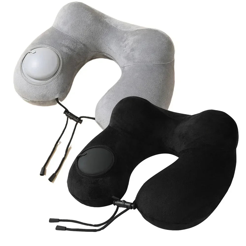 1pc Press And Inflate Portable Neck Pillow, Detachable For Cleaning, Suitable For Outdoor Travel, Business Travel, And Camping