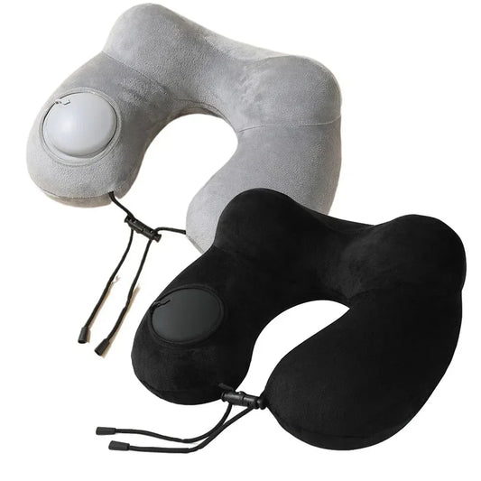 1pc Press And Inflate Portable Neck Pillow, Detachable For Cleaning, Suitable For Outdoor Travel, Business Travel, And Camping