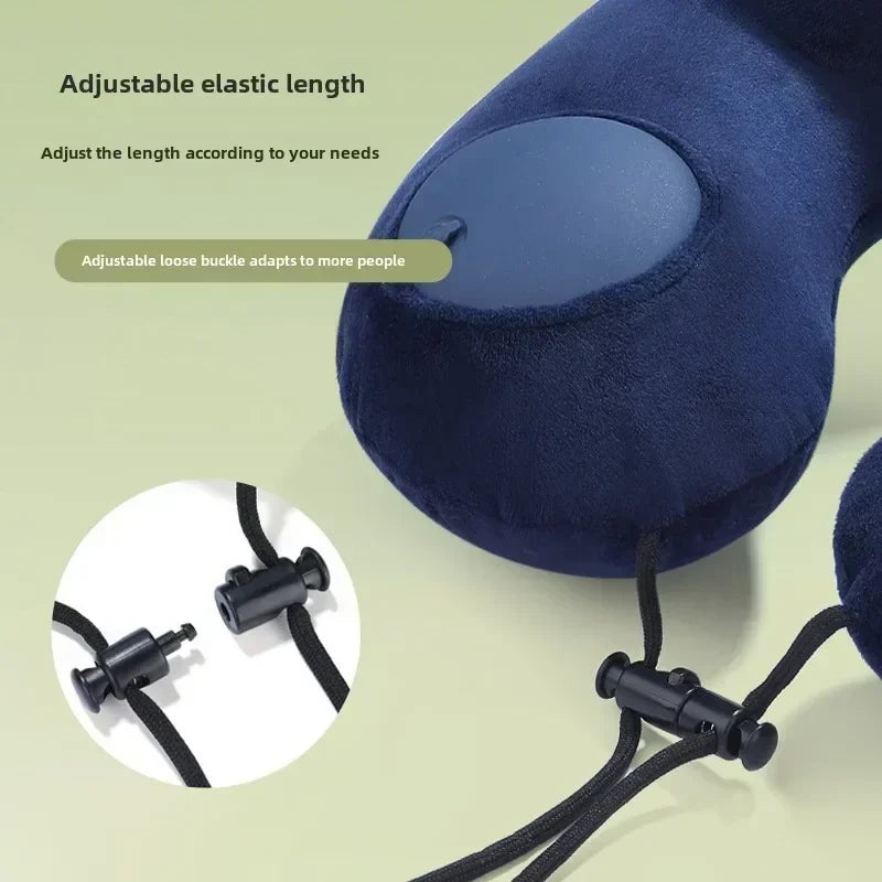 1pc Press And Inflate Portable Neck Pillow, Detachable For Cleaning, Suitable For Outdoor Travel, Business Travel, And Camping