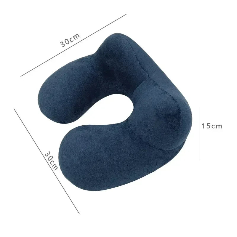 1pc Press And Inflate Portable Neck Pillow, Detachable For Cleaning, Suitable For Outdoor Travel, Business Travel, And Camping